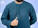 Dark Grey Blue Premium Emirati Thobe - Image 3