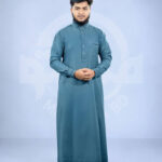 Metallic Blue Premium Arabian Shirt Collar Jubba
