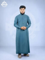 Metallic Blue Premium Arabian Shirt Collar Jubba