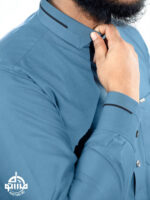 Metallic Blue Premium Arabian Shirt Collar Jubba - Image 2
