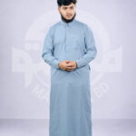 Cloudy Blue Premium Arabian Shirt Collar Jubba