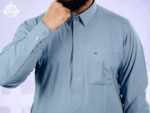 Cloudy Blue Premium Arabian Shirt Collar Jubba - Image 3
